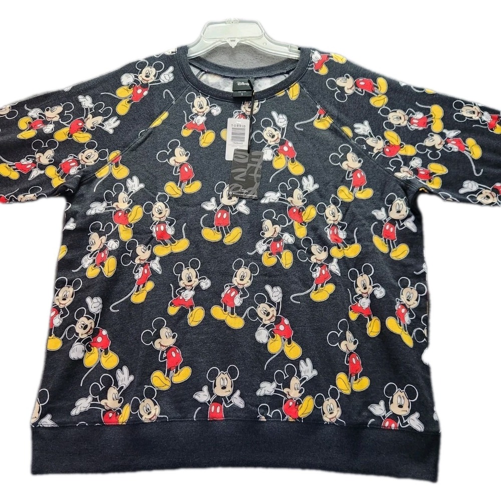 NWT Torrid 1X Disney‎ All Over Mickey Mouse Cozy Fleece Pullover Sweatshirt Top